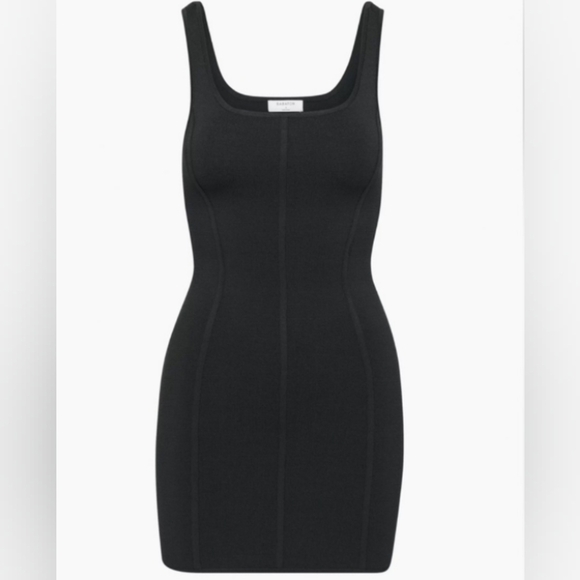 Babaton Aritzia | NWOT Sculpt Knit Bustier Black Mini Bodycon Contour Dress | SM - Picture 11 of 11